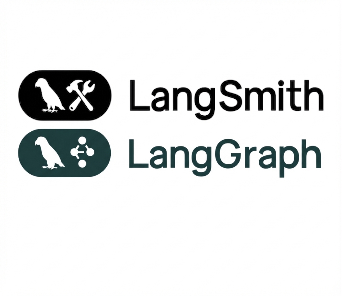 Logotipos do LangSmith e LangGraph