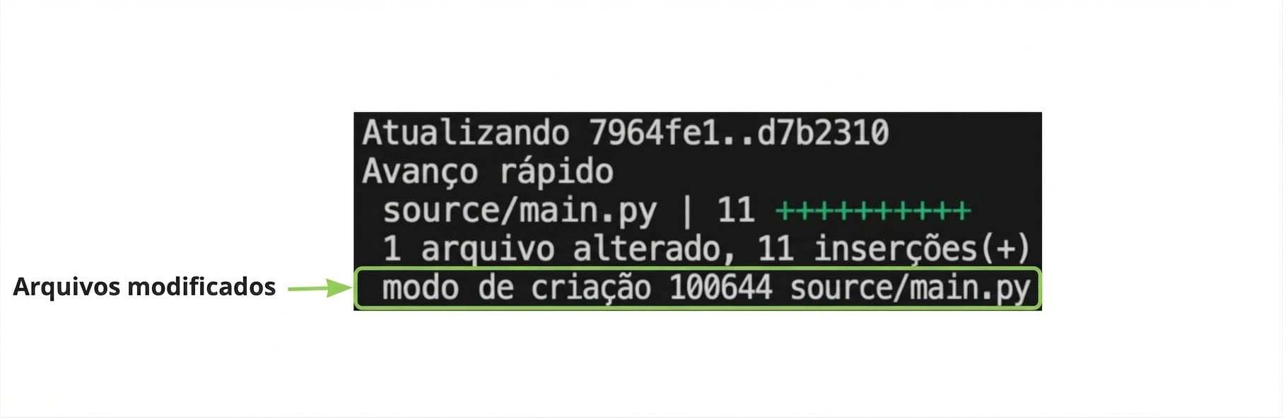 git_merge_output com destaque na última linha mostrando o nome do arquivo criado