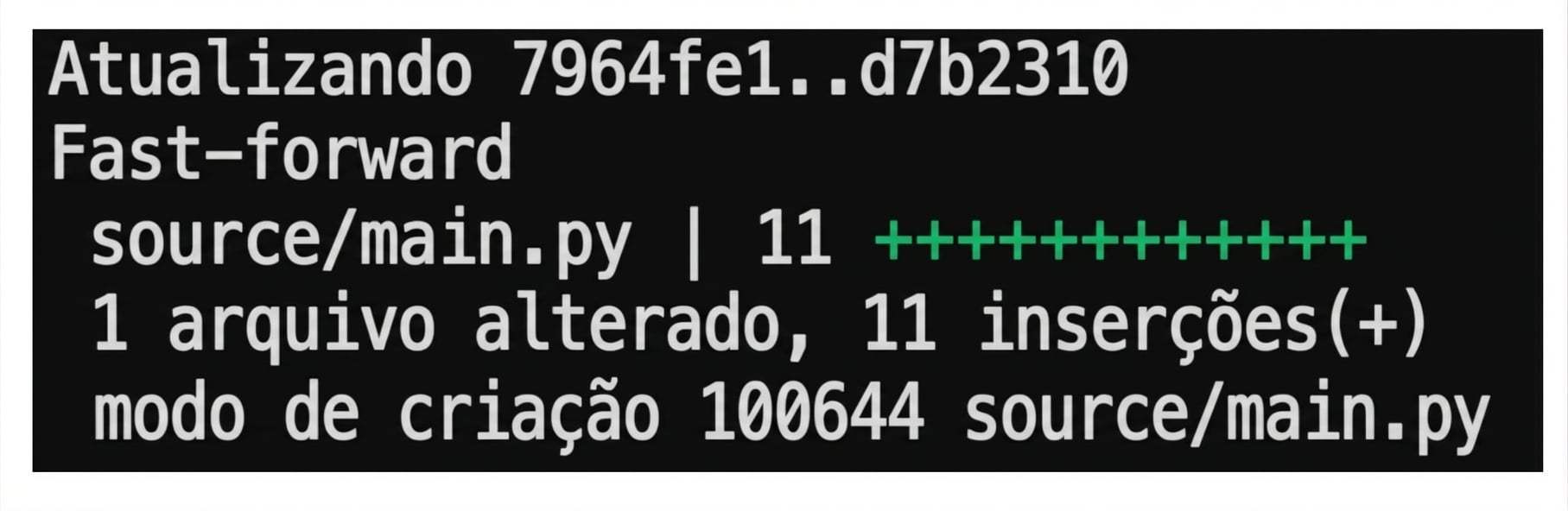 Saída do comando git merge