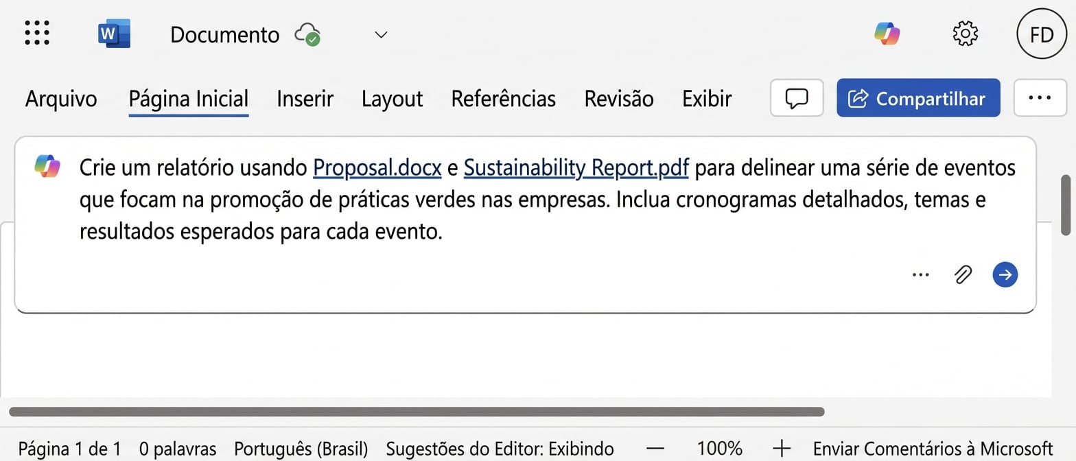 Prompt do Copilot referenciando dois arquivos
