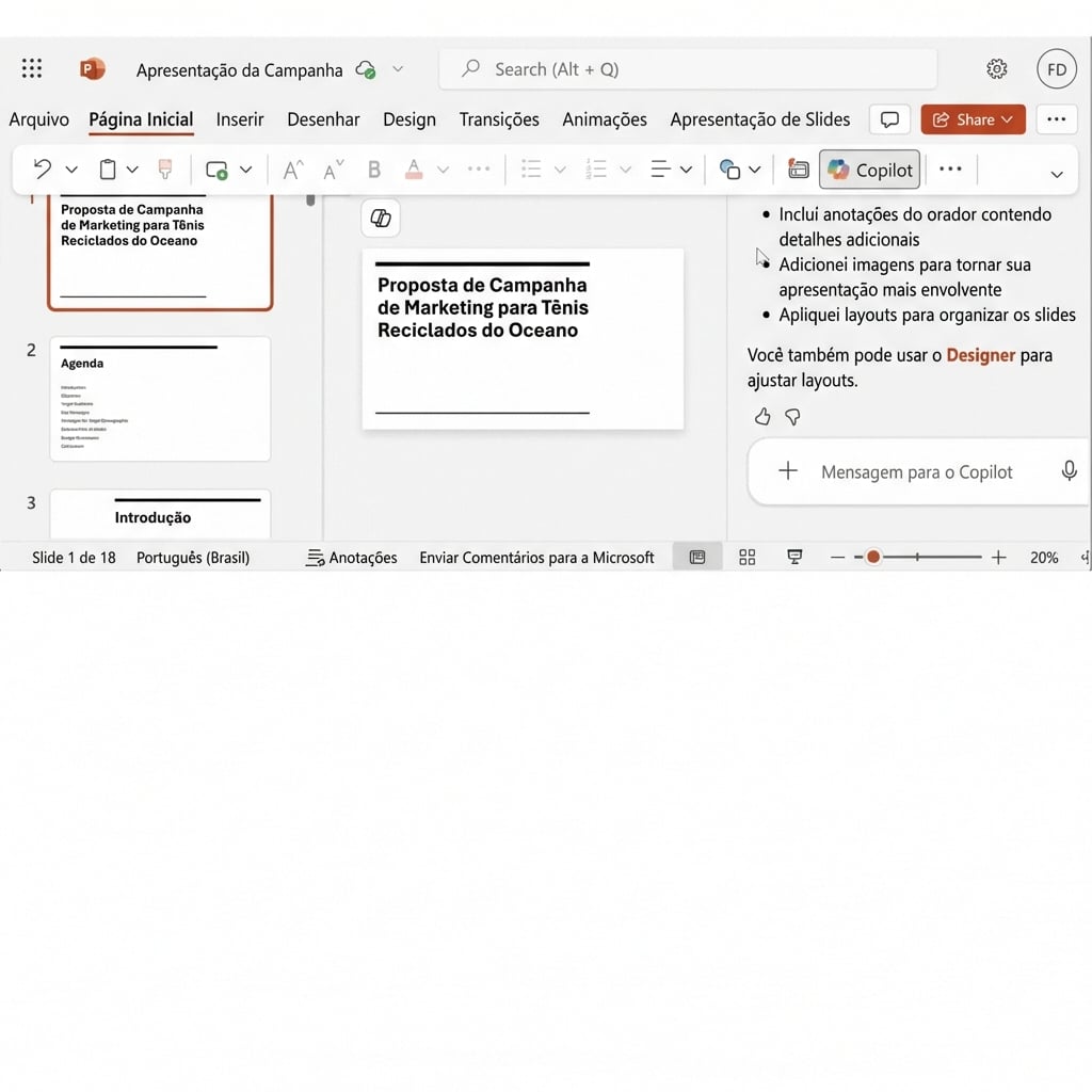 Designer criando várias opções para mudar o tema da apresentação