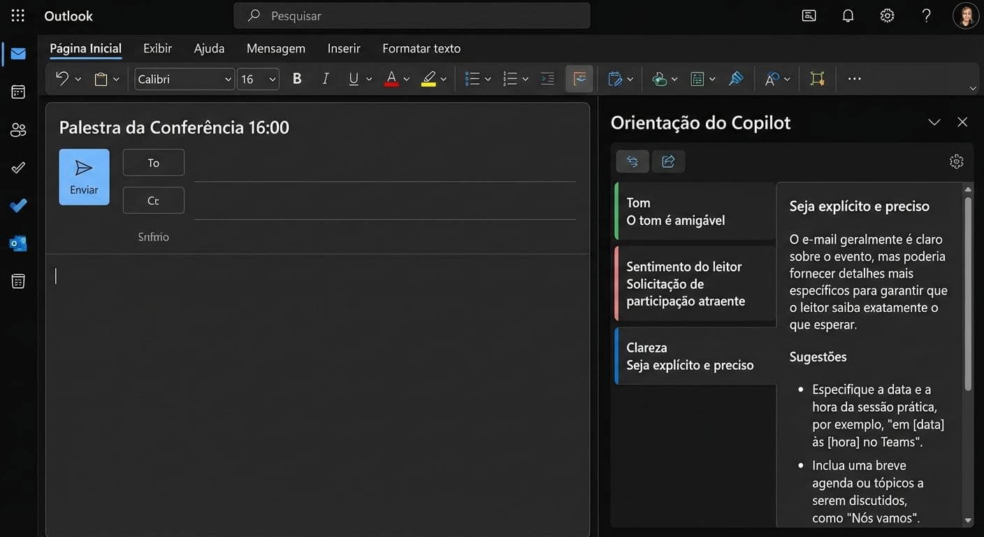 Resposta do Copilot com dicas sobre como melhorar a clareza