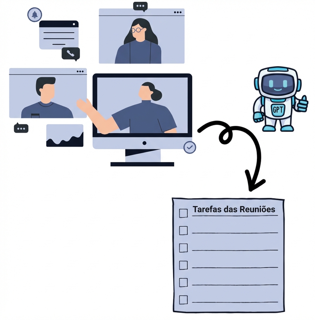 Ferramenta de GPT ajudando a resumir uma videoconferência