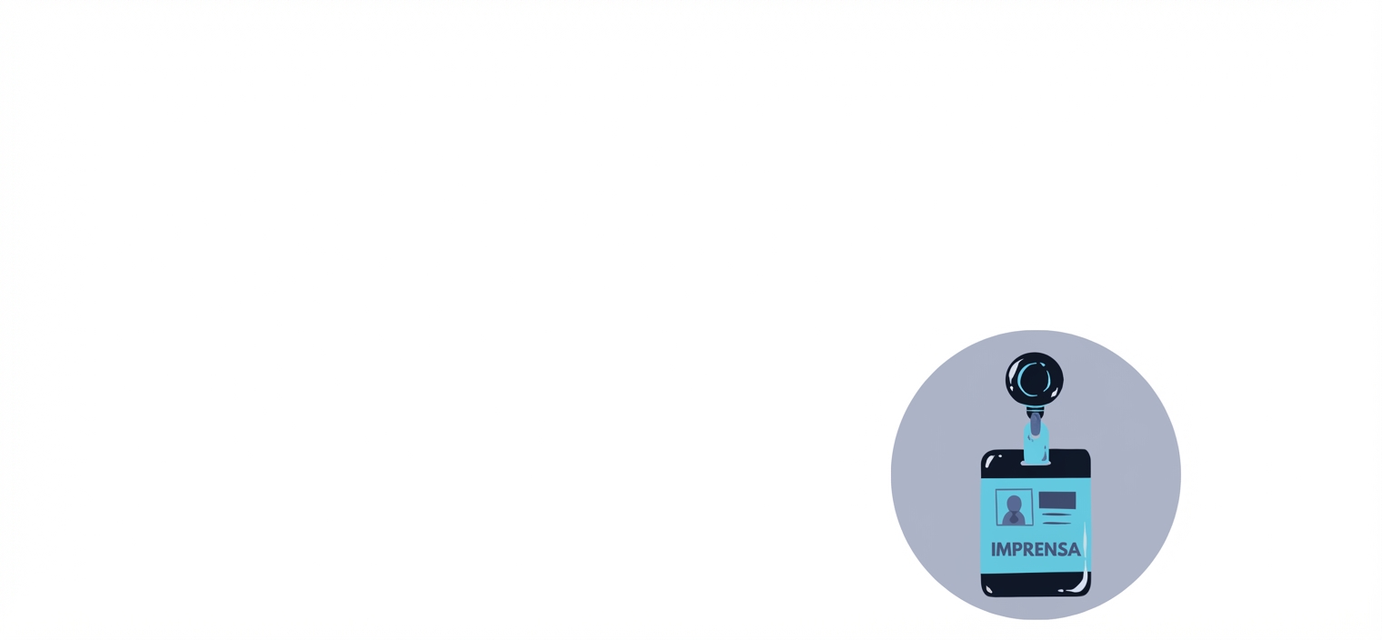 Círculo com um crachá de imprensa