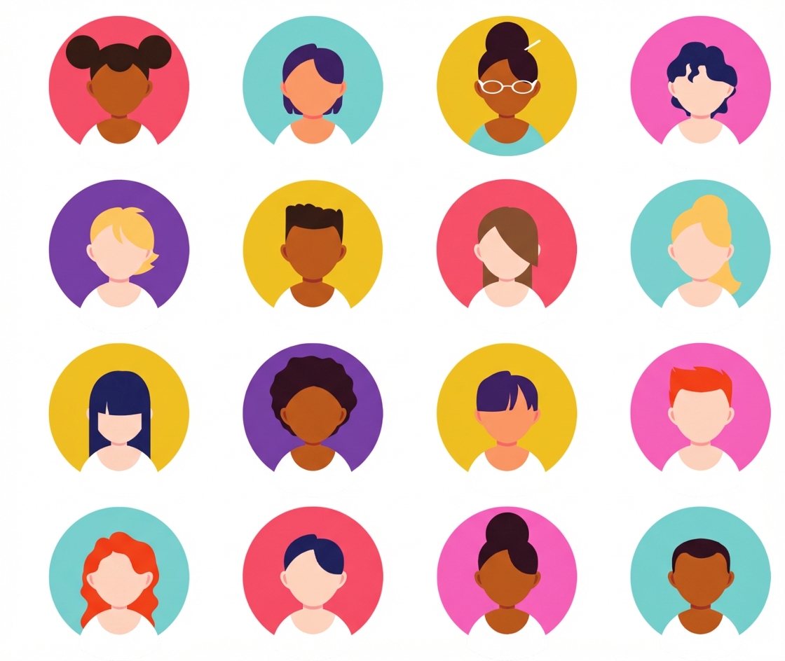 Ícones que mostram um grupo variado de pessoas