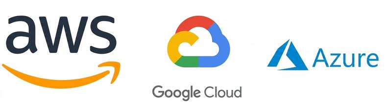 Logotipos dos provedores AWS, GCP e Azure Cloud