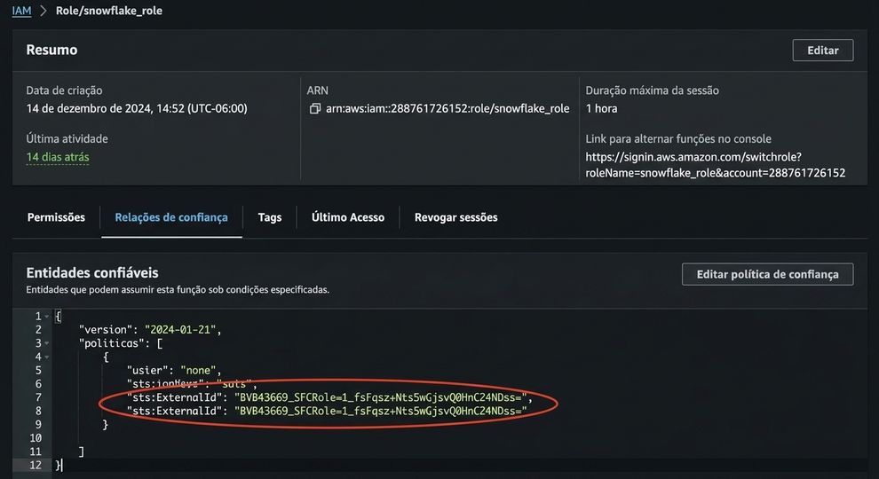 Imagem da configuração de política da AWS