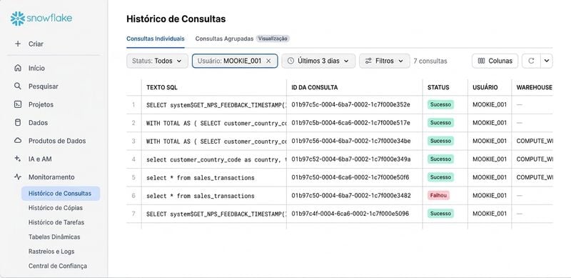 GIF de visualização do histórico de consultas