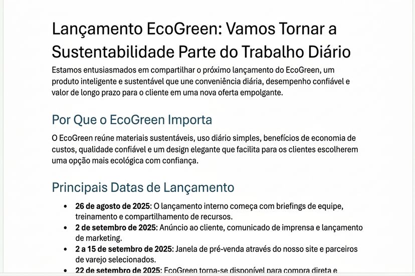 O mesmo boletim após o ajuste: título motivador adicionado e tom mais animado, fatos inalterados