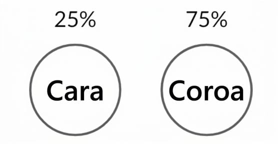 Imagem de cara com 25% de probabilidade e coroa com 75% de probabilidade