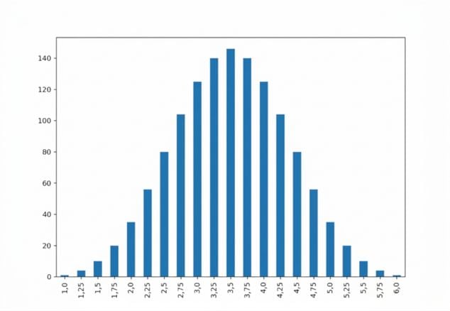 Gráfico de barras das contagens da média dos lançamentos.