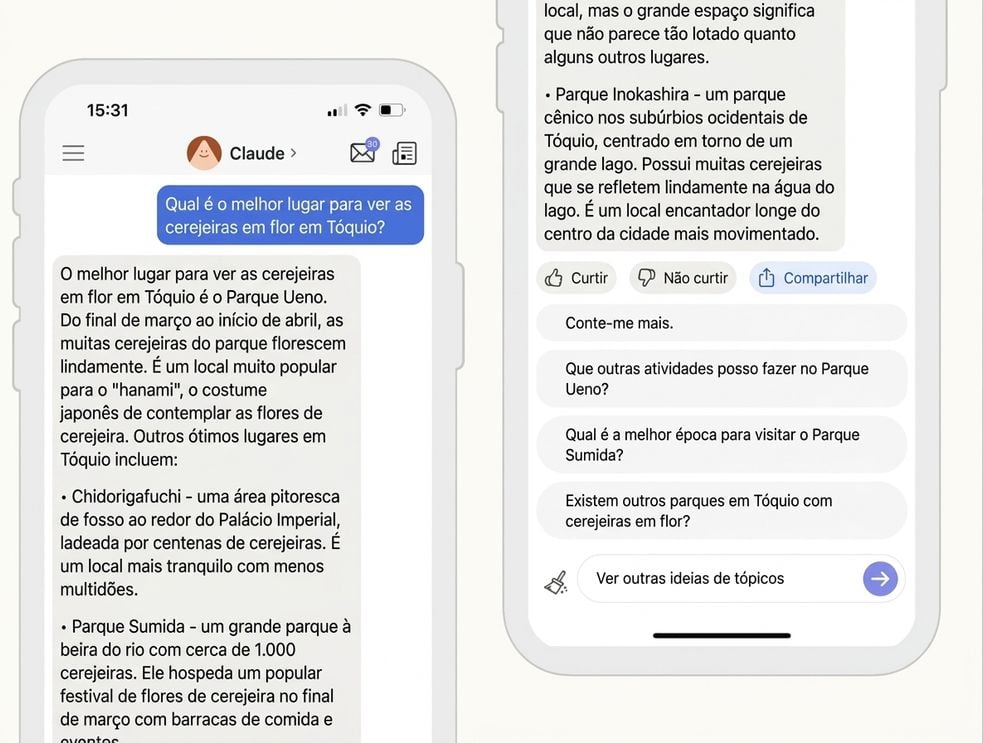Captura de tela de uma conversa com o chatbot Claude, da Anthropic