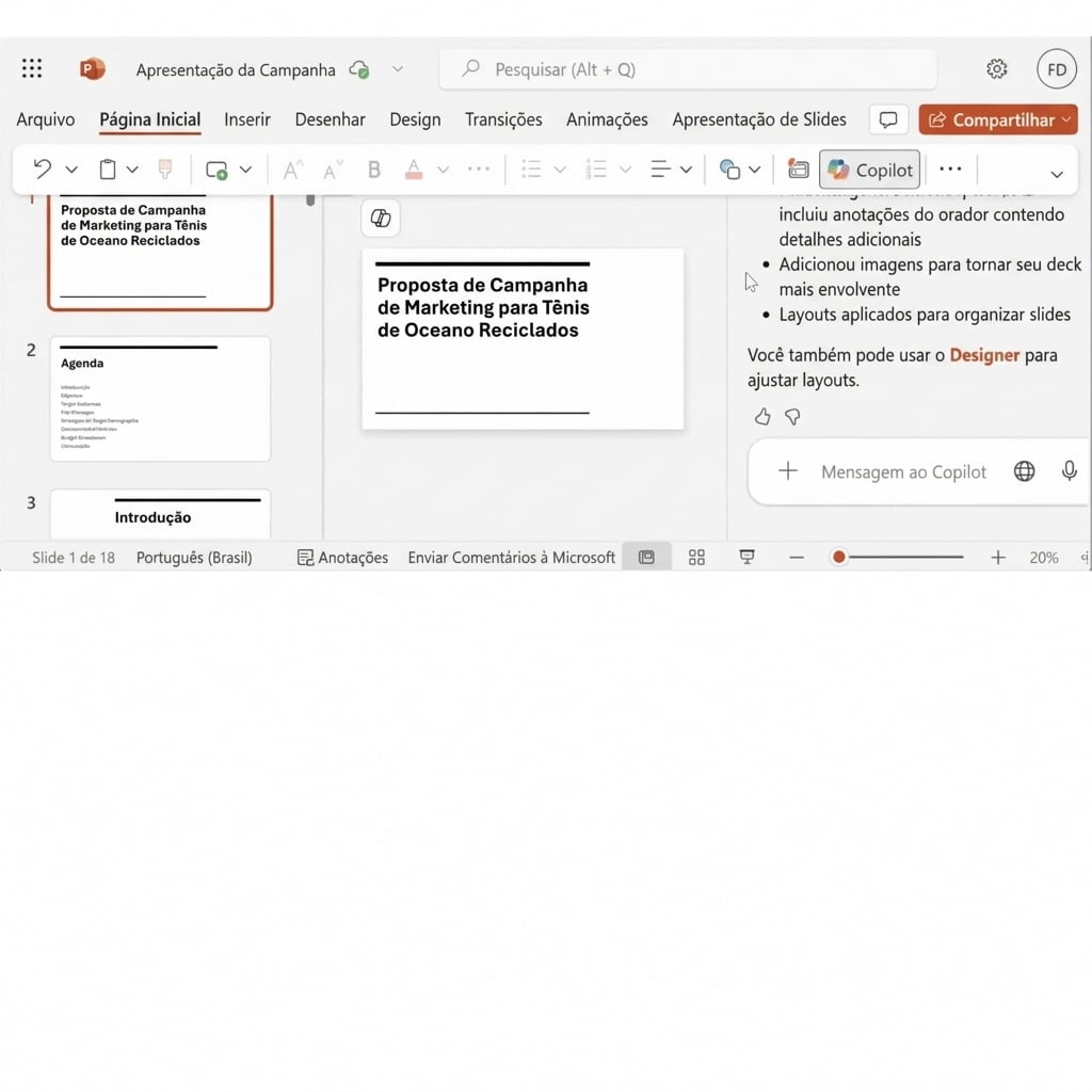 Designer criando várias opções para mudar o tema da apresentação