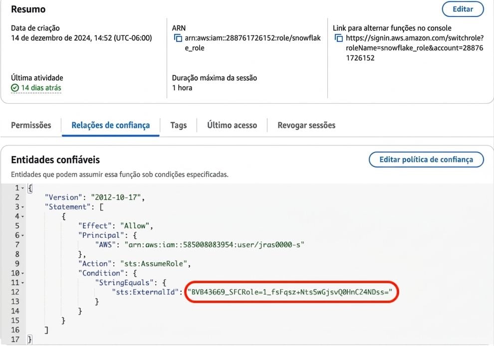 Imagem da configuração de política da AWS