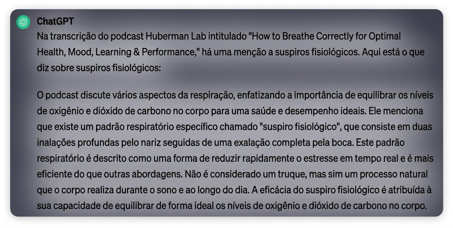 Resposta do chatGPT ao prompt  para parafrasear a partir de uma transcrição
