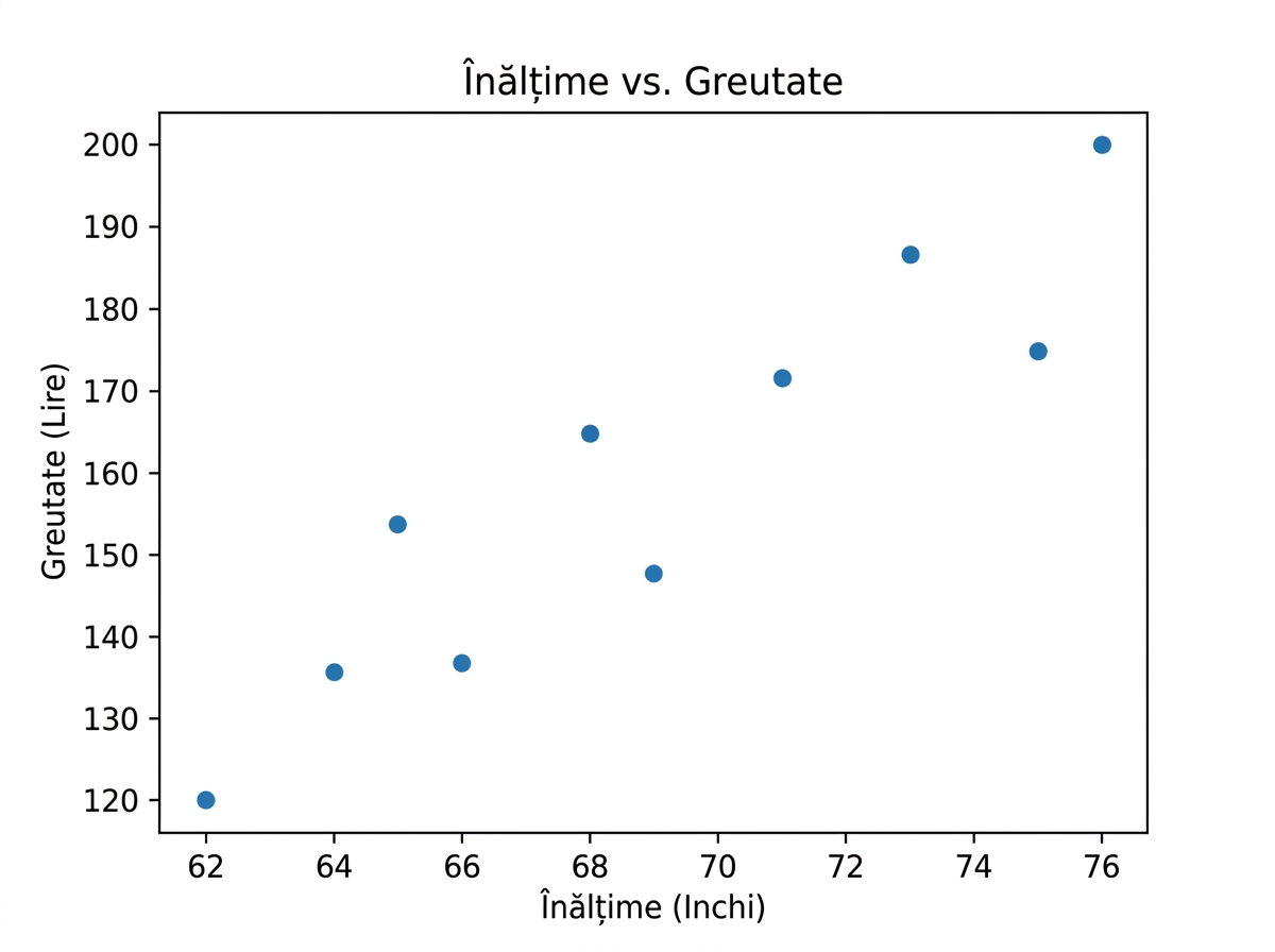 Diagramă de dispersie înălțime față de greutate