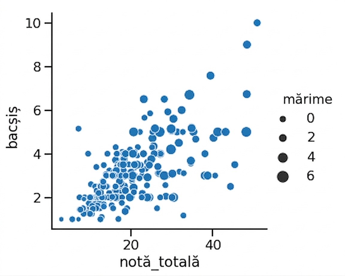 Scatter plot cu mărimea variabilă a punctelor