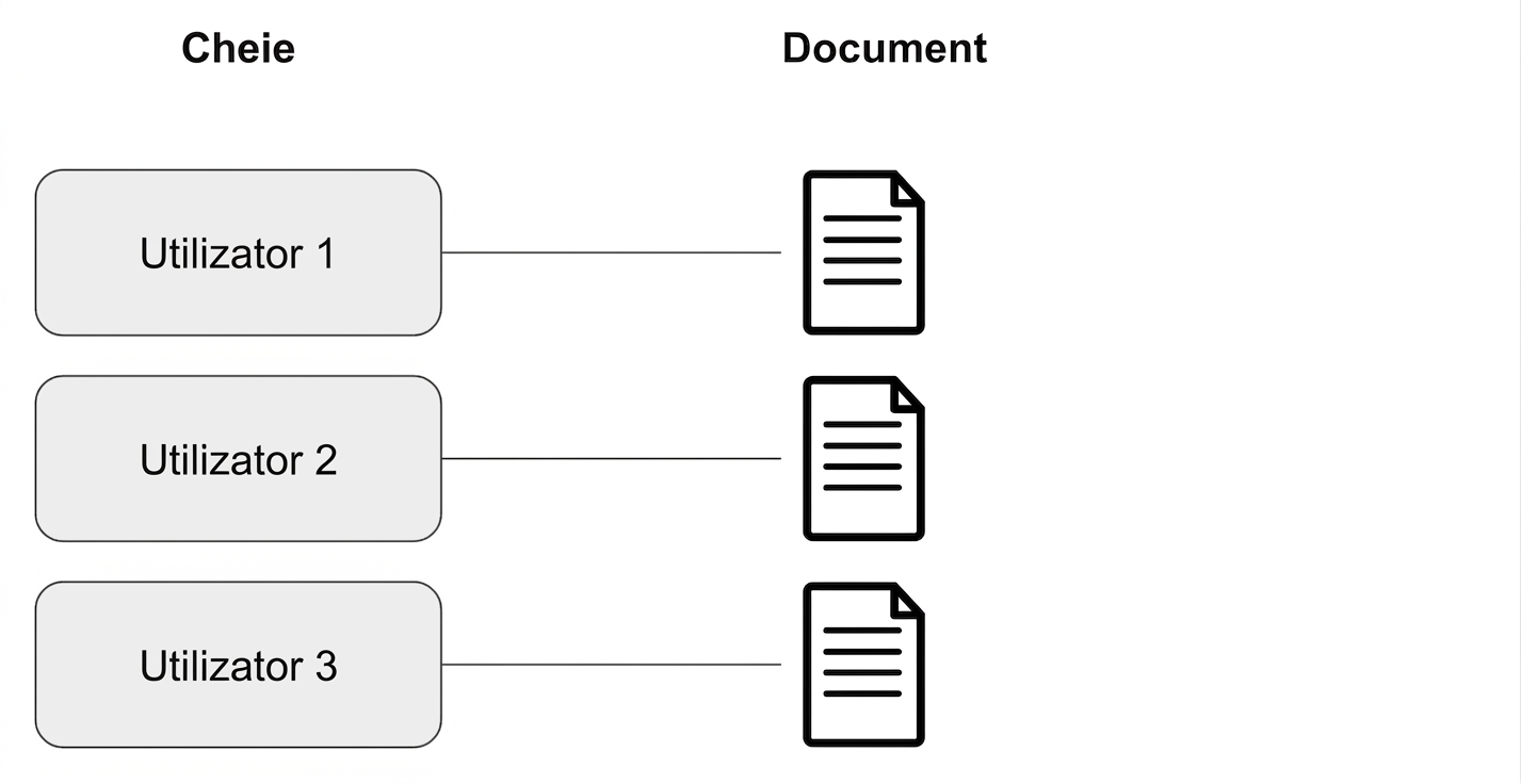 Diagramă reprezentând relația dintre cheie și document
