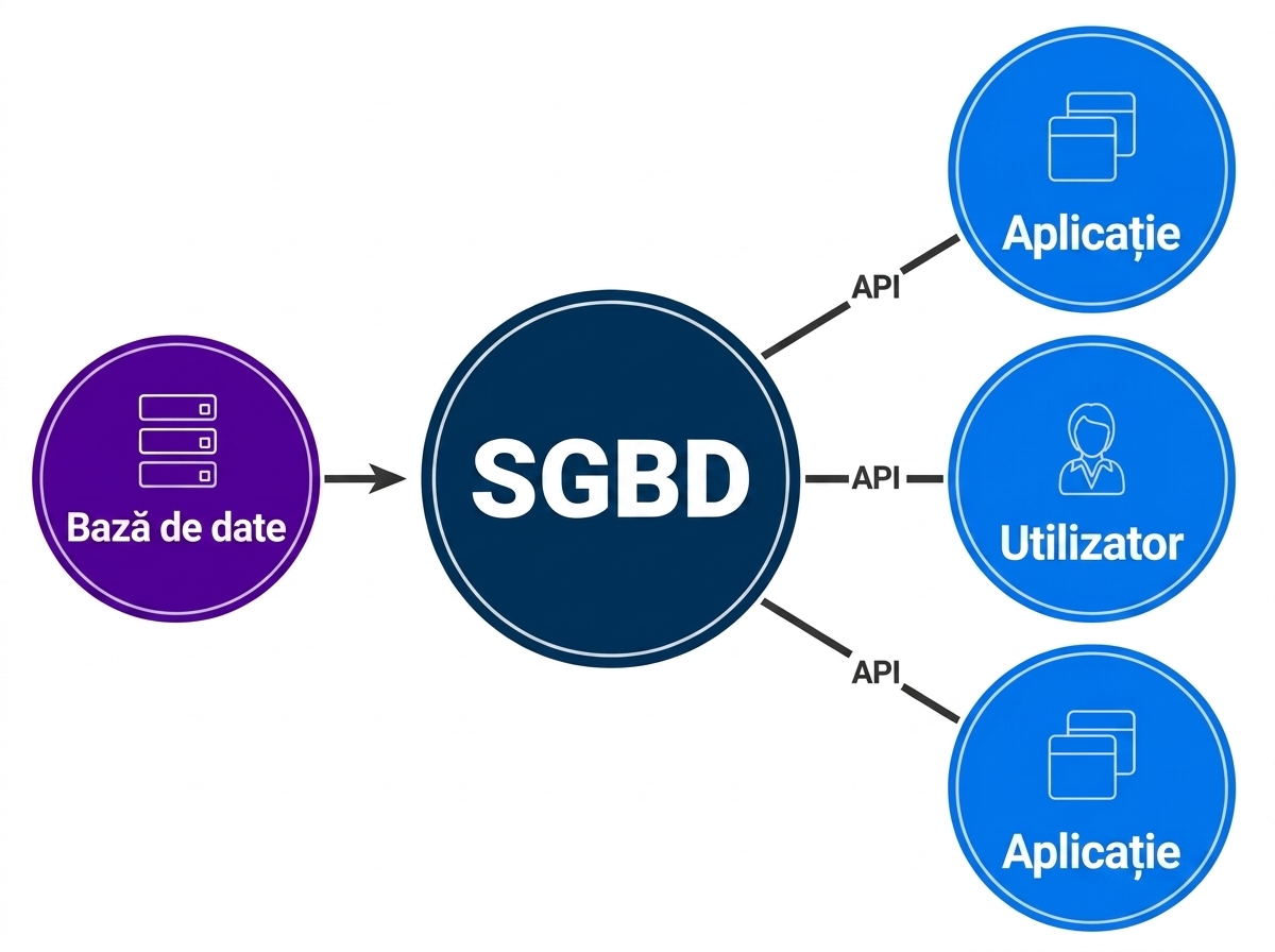 Diagramă a interfeței SGBD între baza de date și utilizatori