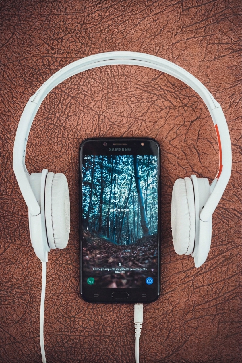imagine cu telefon și căști