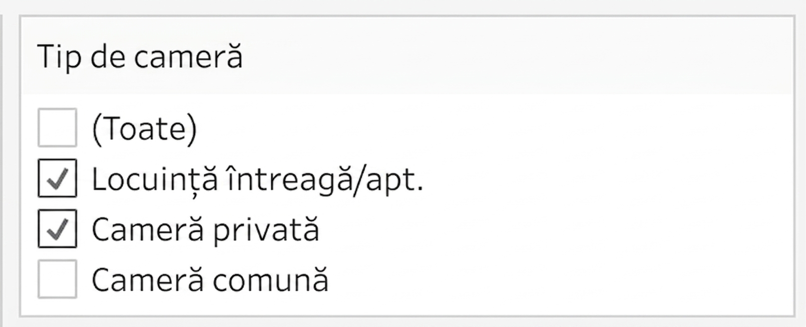 Filtru după tipul camerei