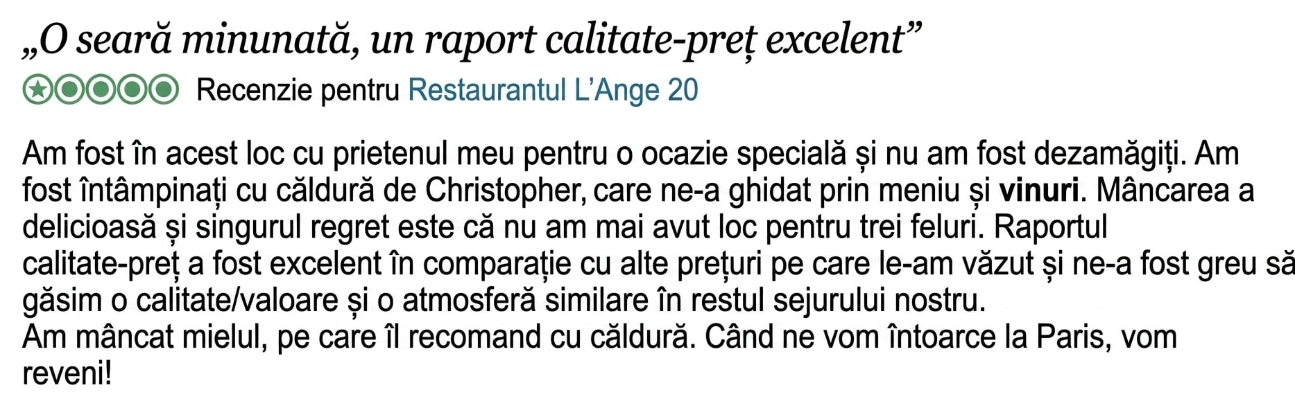Exemplu de date de tip recenzie