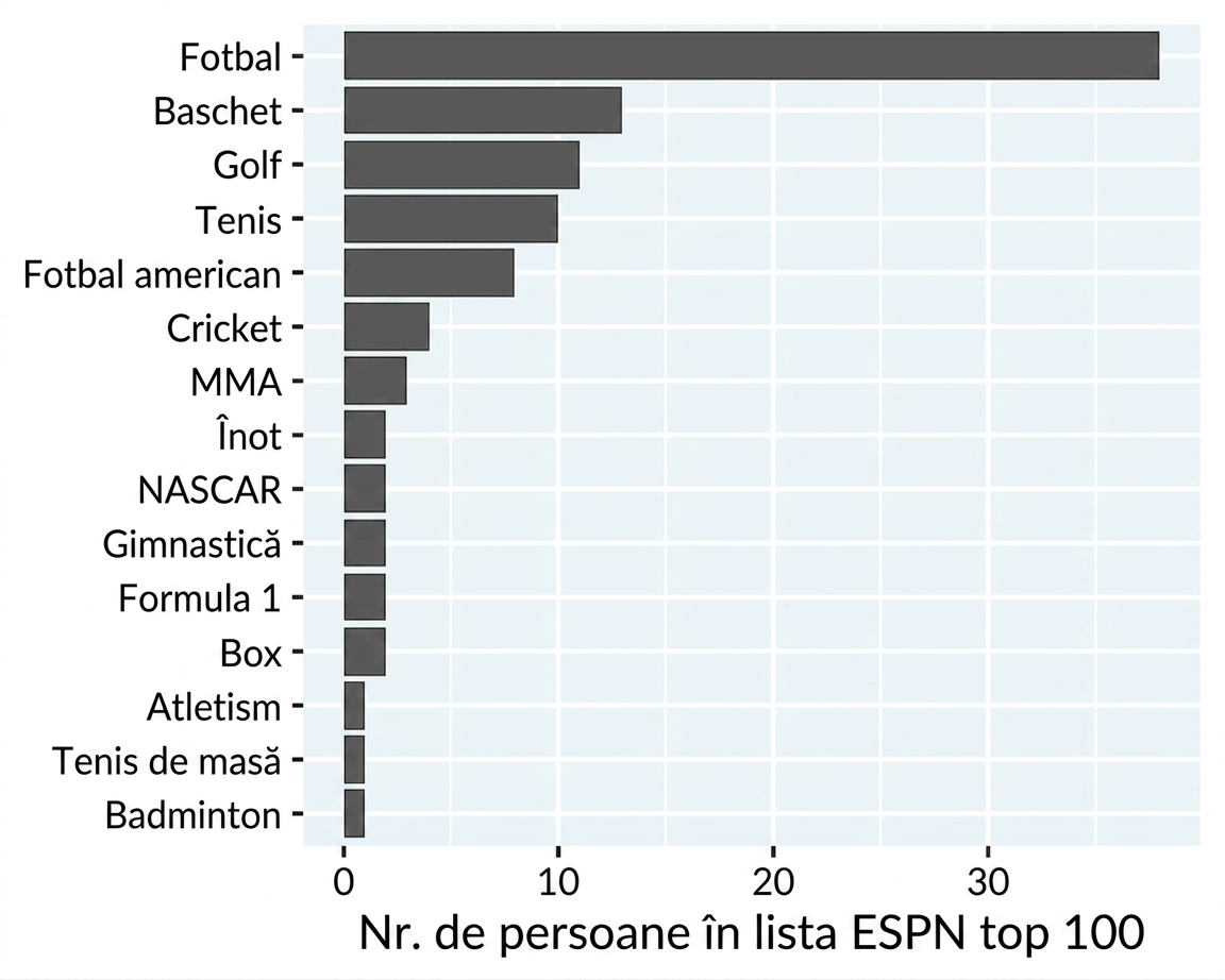 Grafic cu bare al atletilor celebri pe sport