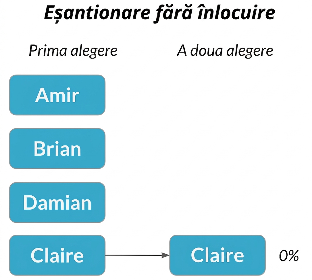 Claire din prima coloană indică spre Claire din a doua coloană cu probabilitate 0%