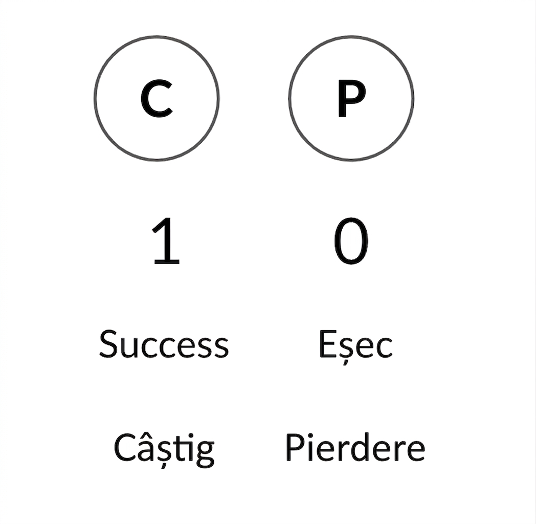 H și T, 1 și 0, Succes și Eșec, Câștig și Pierdere