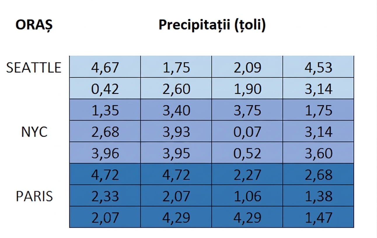 Aceeași matrice de nouă pe patru, dar cu primul rând eliminat, reprezentând ștergerea celulelor goale.