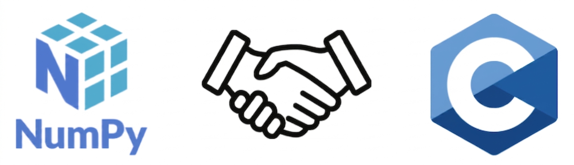 Grafic cu logourile NumPy și C dând mâna