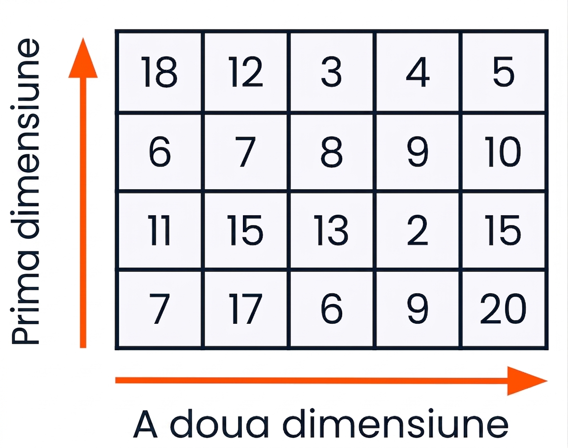 Array 2D cu etichete pentru rânduri și coloane