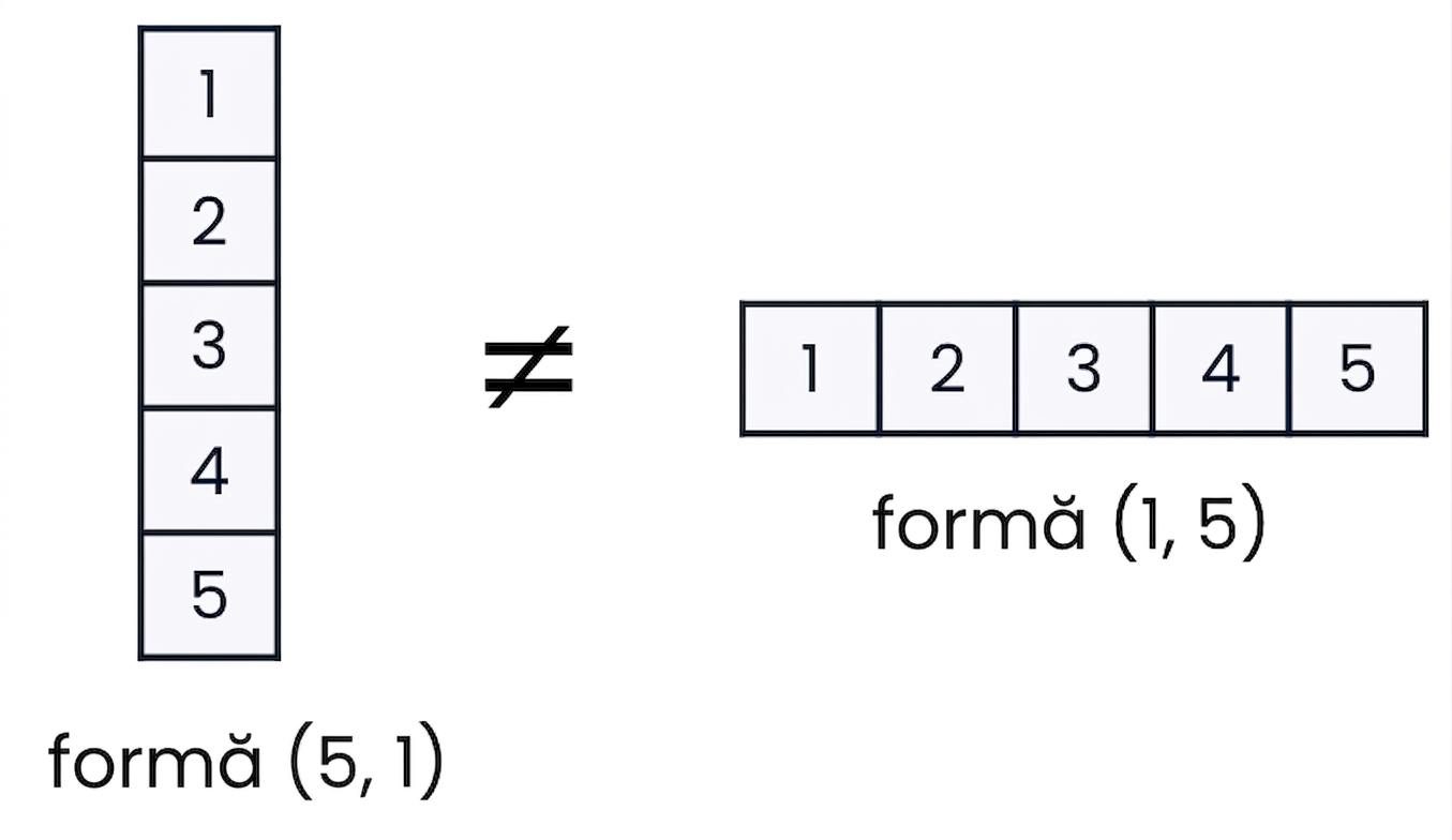 Grafic care arată că array-urile 2D pot fi verticale sau orizontale în NumPy