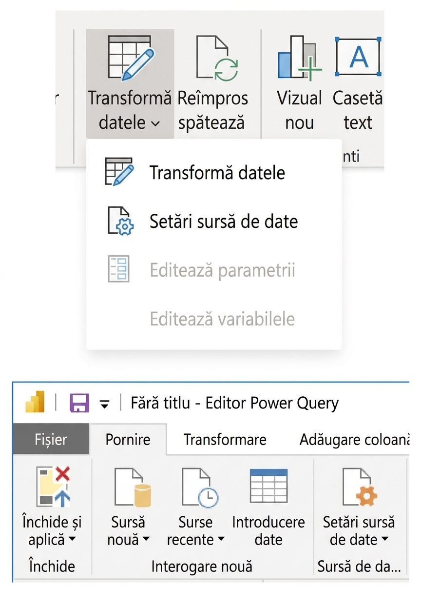Setările sursei de date în Power BI