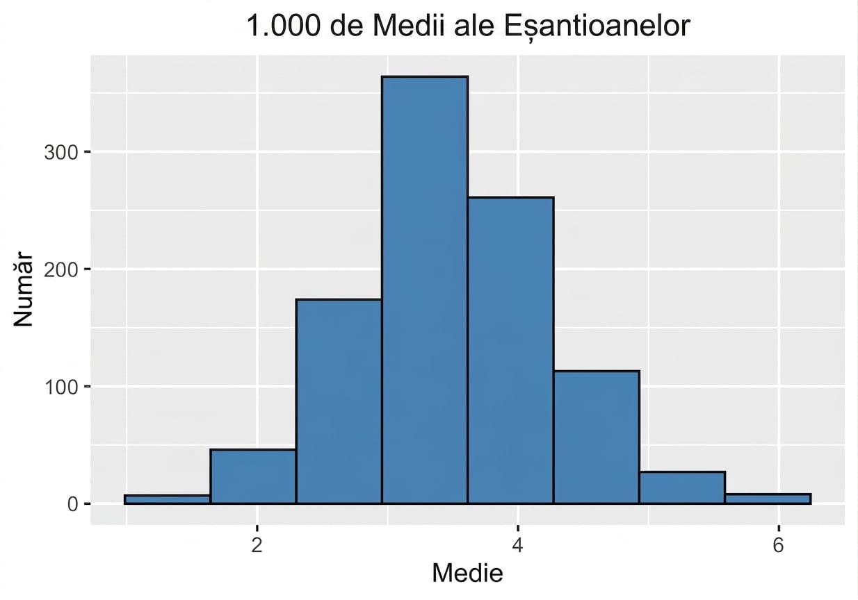 histograma a o mie de medii de eșantion.png