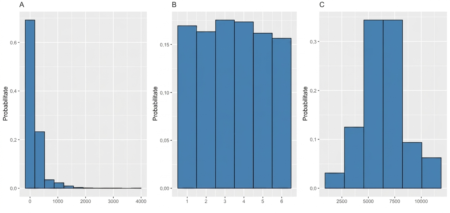 three_plots, first_showing_a_distribution_with_a_large_peak_on_the_left,second_showing_a_uniform_distribution_and_third_showing_a_symmetrical_distribution_peaking_in_the_middle.png