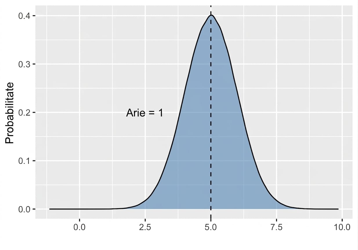 Distribuție normală cu aria de sub curbă hașurată.png
