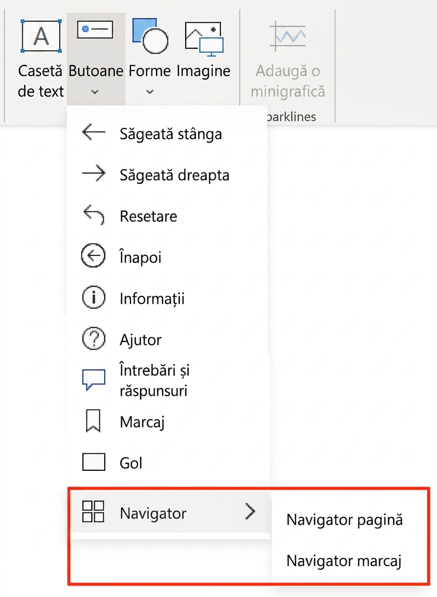 Opțiunea navigator