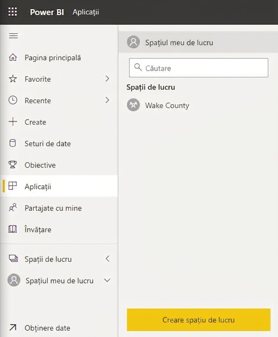 Vizualizarea spațiilor de lucru disponibile pentru un utilizator