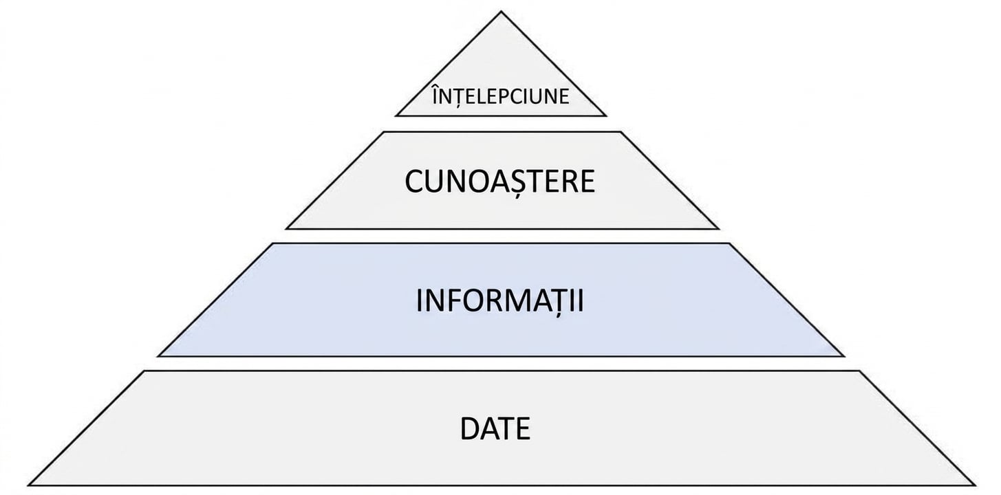 diagrama piramidei DIKW cu etapa informației evidențiată