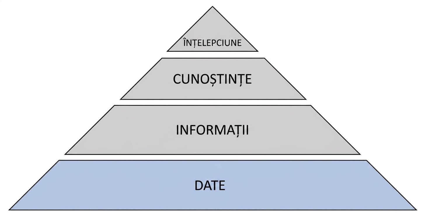 diagrama piramidei DIKW cu etapa datelor evidențiată