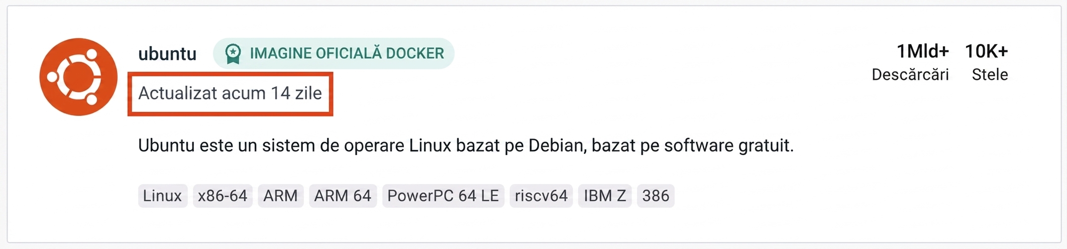 Chiar și populara imagine Ubuntu a fost actualizată acum doar 14 zile.