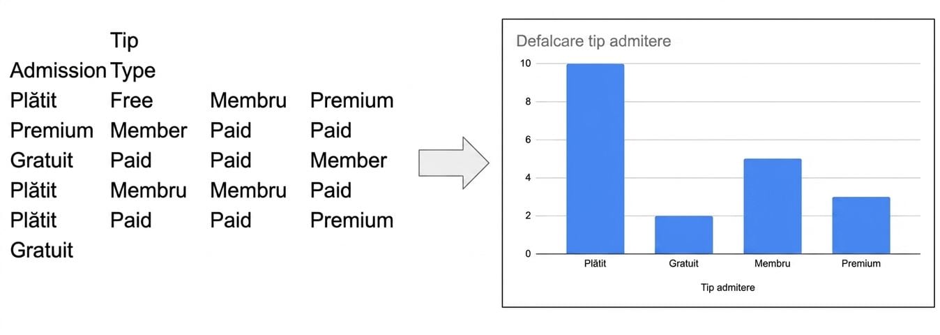 Trecerea de la date brute la o diagramă cu bare