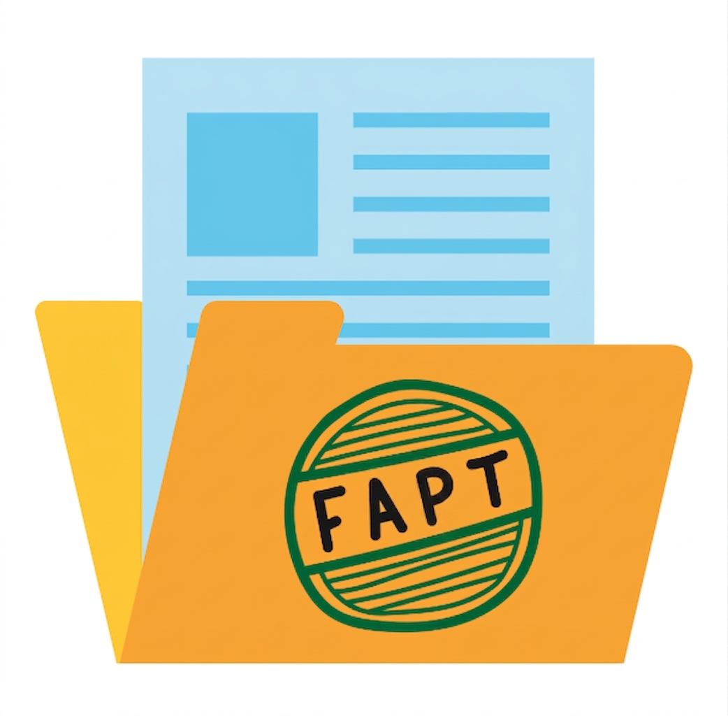 Ilustrație fișier de date cu o ștampilă „fapt"