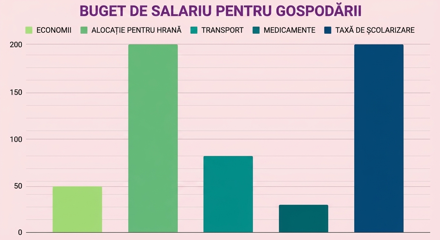 grafic cu bare care compară procentele din bugetul lunar al gospodăriilor