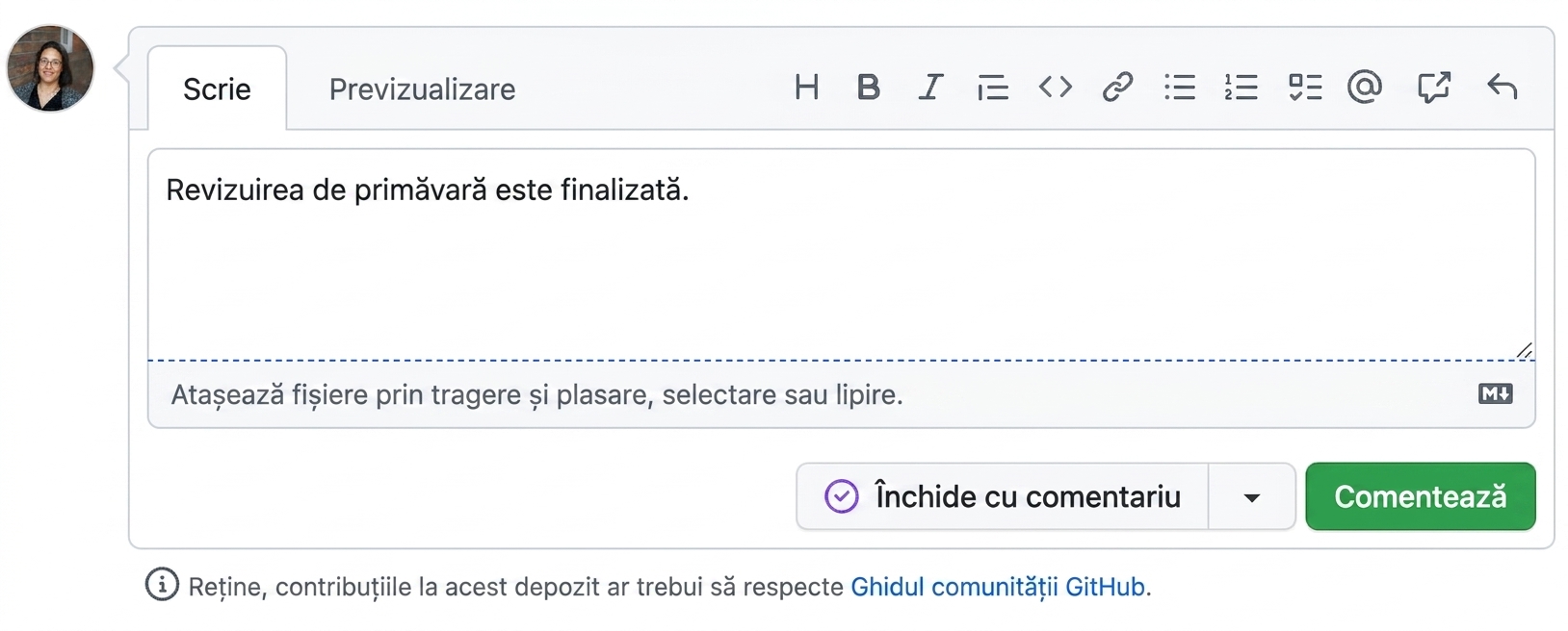 Vedere a comentariului de închidere
