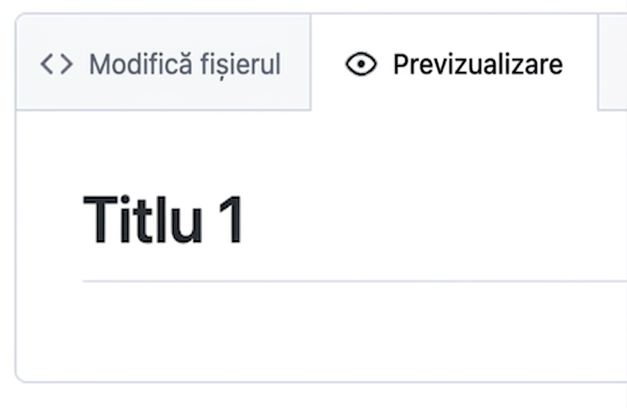 Vizualizarea paginii de previzualizare a unui fișier markdown cu titlul de nivel 1