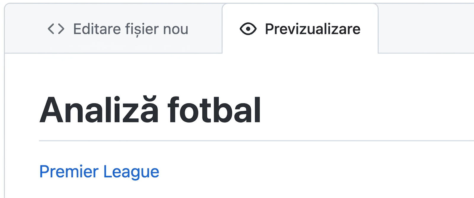 Vizualizarea paginii de previzualizare a unui fișier markdown cu un hyperlink