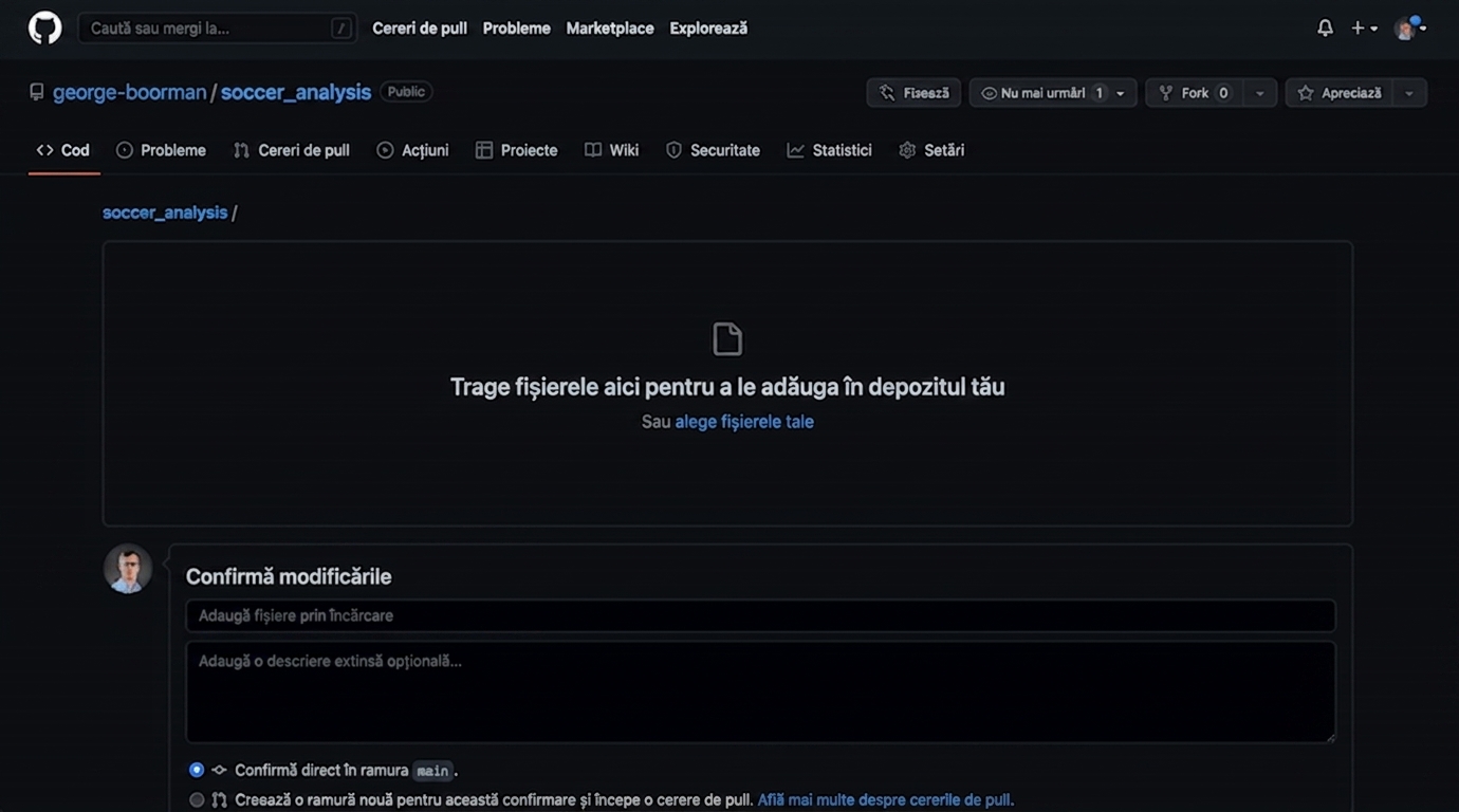 glisarea unui fișier pentru adăugarea în repo