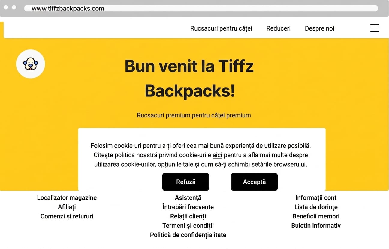 Tiffz backpacks landing page